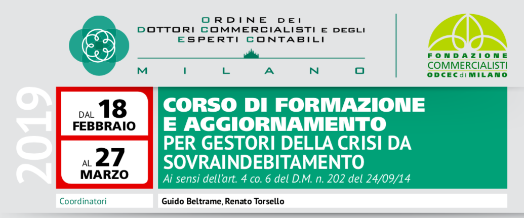 Corso di formazione e aggiornamento per gestori della crisi da sovraindebitamento